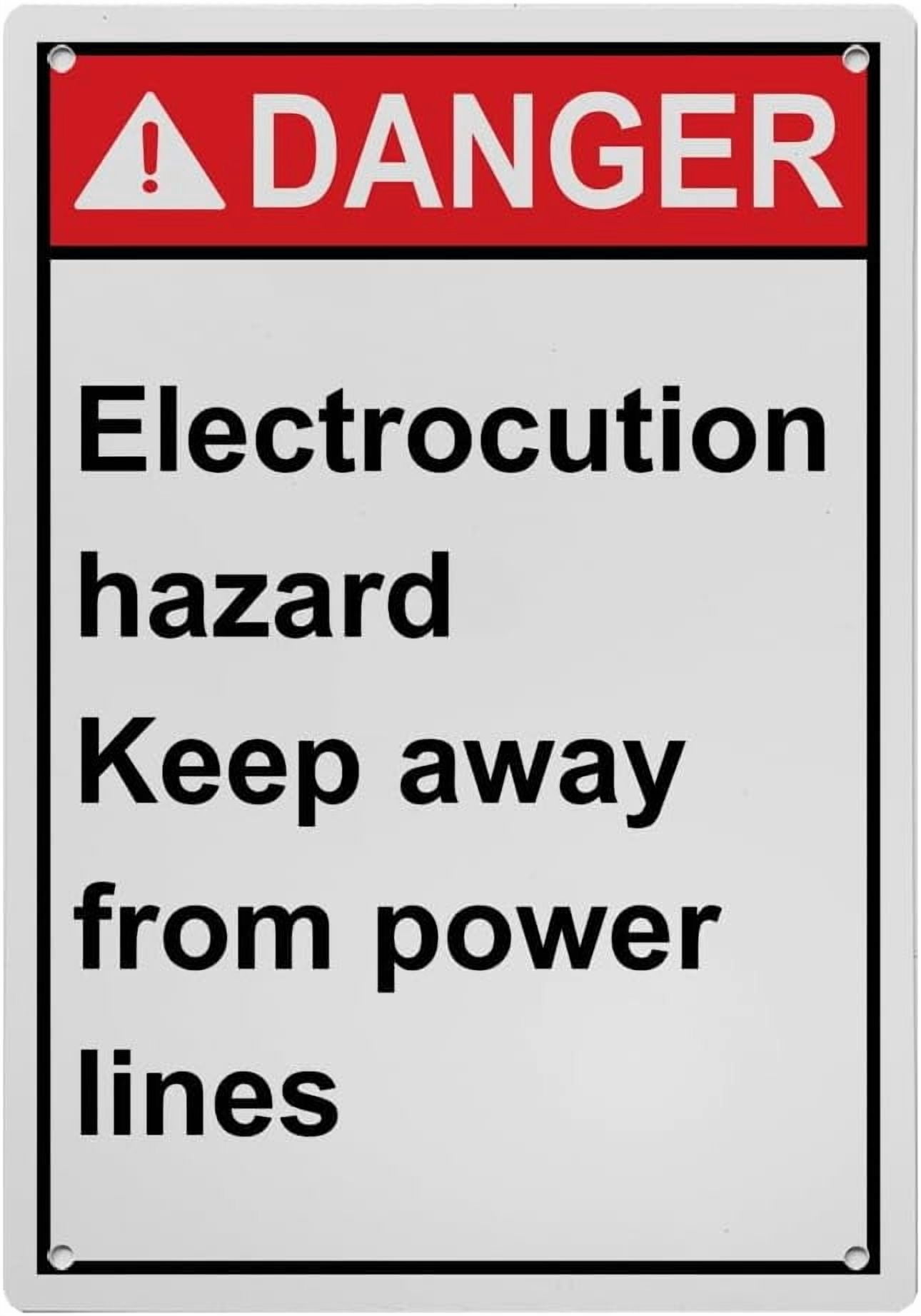 Keep Away Sign - Electrocution Hazard Power Lines, Industrial Caution ...