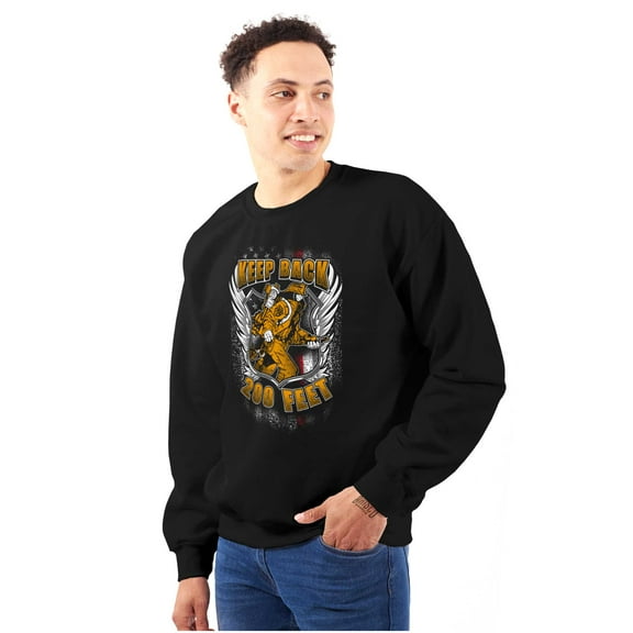 Keep Back 200 Feet Firefighter Men's Crewneck Sweatshirt Brisco Brands L