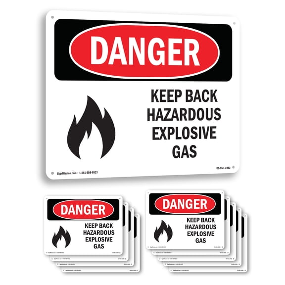 Keep Back Hazardous Explosive Gas OSHA Danger Aluminum Sign 10 Inch x 7 Inch - 10 Pack