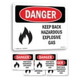 thumbnail image 1 of Keep Back Hazardous Explosive Gas OSHA Danger Aluminum Sign 18 Inch x 12 Inch - 5 Pack, 1 of 8
