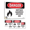 thumbnail image 1 of Keep Back Hazardous Explosive Gas OSHA Danger Vinyl Decal Label 10 Inch x 7 Inch - 5 Pack, 1 of 6