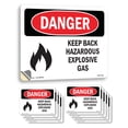 thumbnail image 1 of Keep Back Hazardous Explosive Gas OSHA Danger Vinyl Decal Label 7 Inch x 5 Inch - 10 Pack, 1 of 6