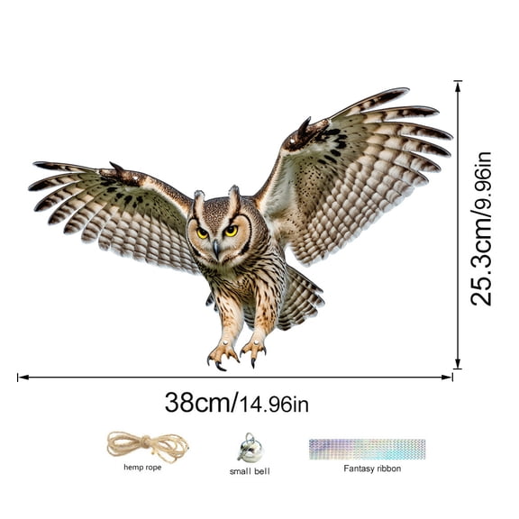 Keep Birds Away: Fake Owl/Eagle with Reflective Tape,Bell for Vineyard Garden Patio Pool, Reflective Hanging Decoration to Keep Birds Pigeon from Windows Tree Orchard