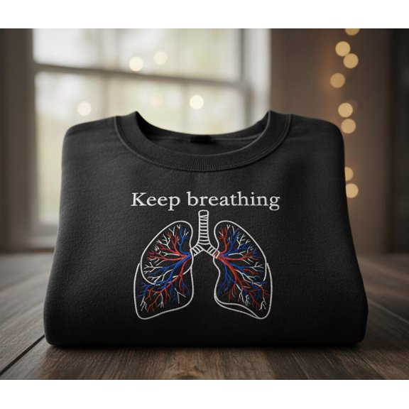 Keep Breathing Sweatshirt, Embroidered Lungs Anatomy Crewneck, Respiratory Therapist Gift, Medical Student Apparel