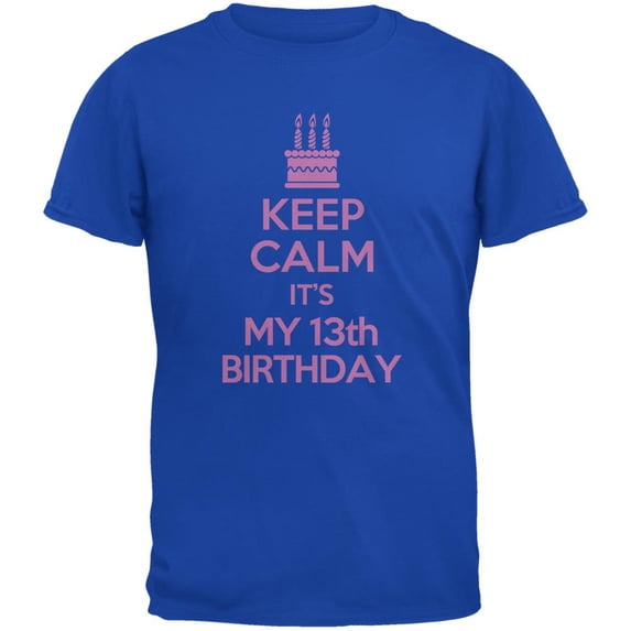 Keep Calm 13th Birthday Girl Royal Youth T-Shirt - Youth Small
