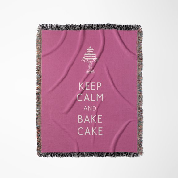 Keep Calm And Bake Cake. Pink., Woven Blanket