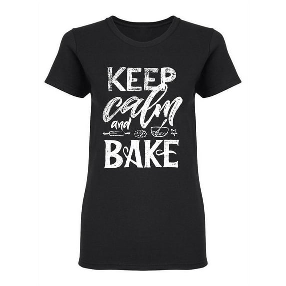 Keep Calm And Bake Design Shaped T-Shirt Women -Image by Shutterstock, Female Large