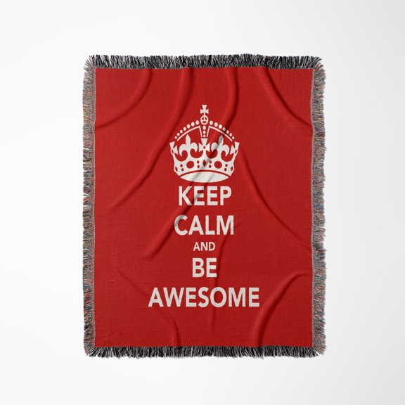 Keep Calm And Be Awesome. Red., Woven Blanket