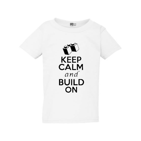 Keep Calm And Build On Construct Bricks Block Funny Toddler Kids T-Shirt Tee