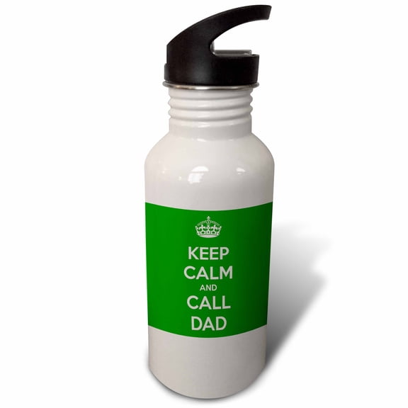 3dRose, Keep Calm And Call Dad Green, 21 oz Sports Water Bottle