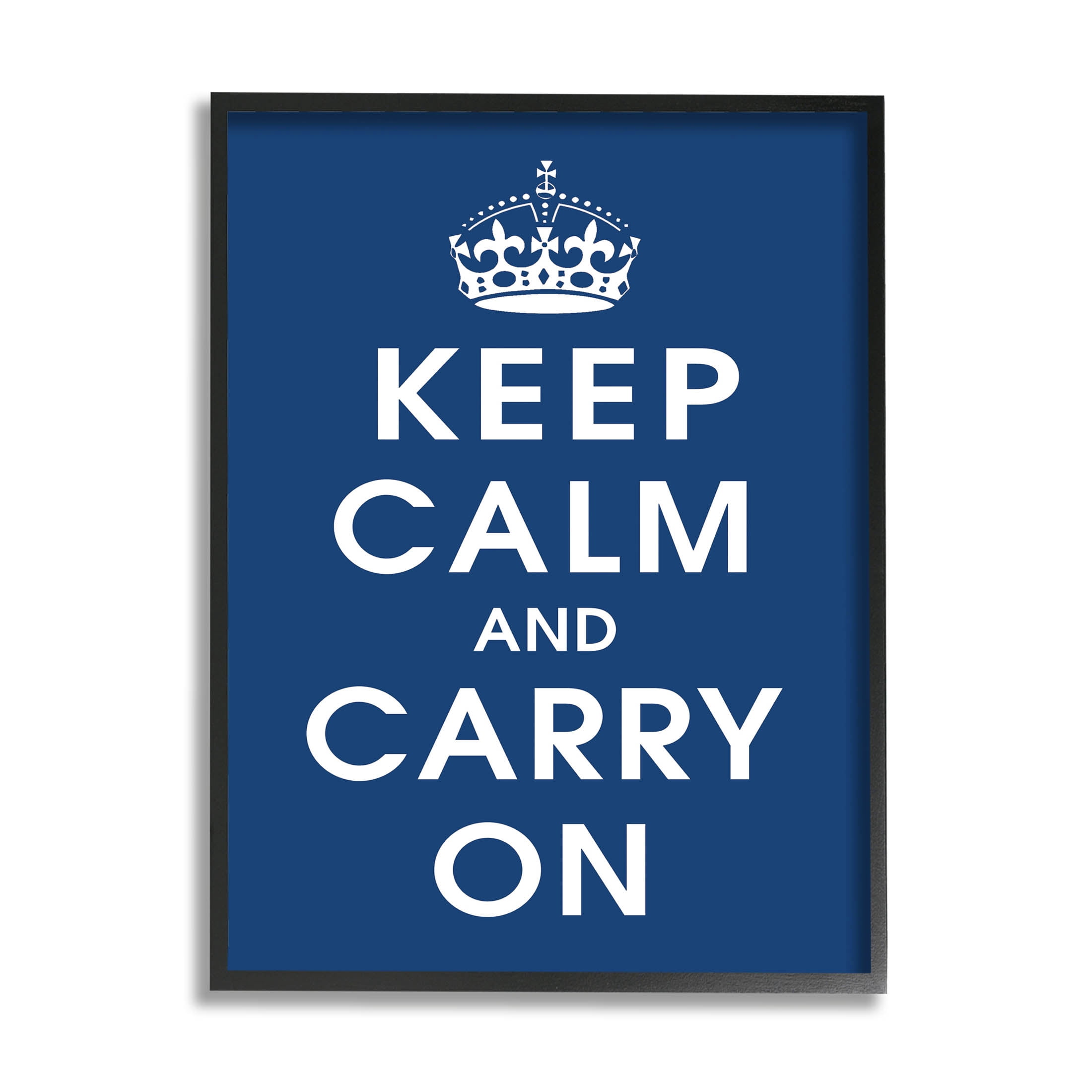 Keep Calm And Carry On Crown Inspirational Graphic Art Black Framed Art Print Wall Art
