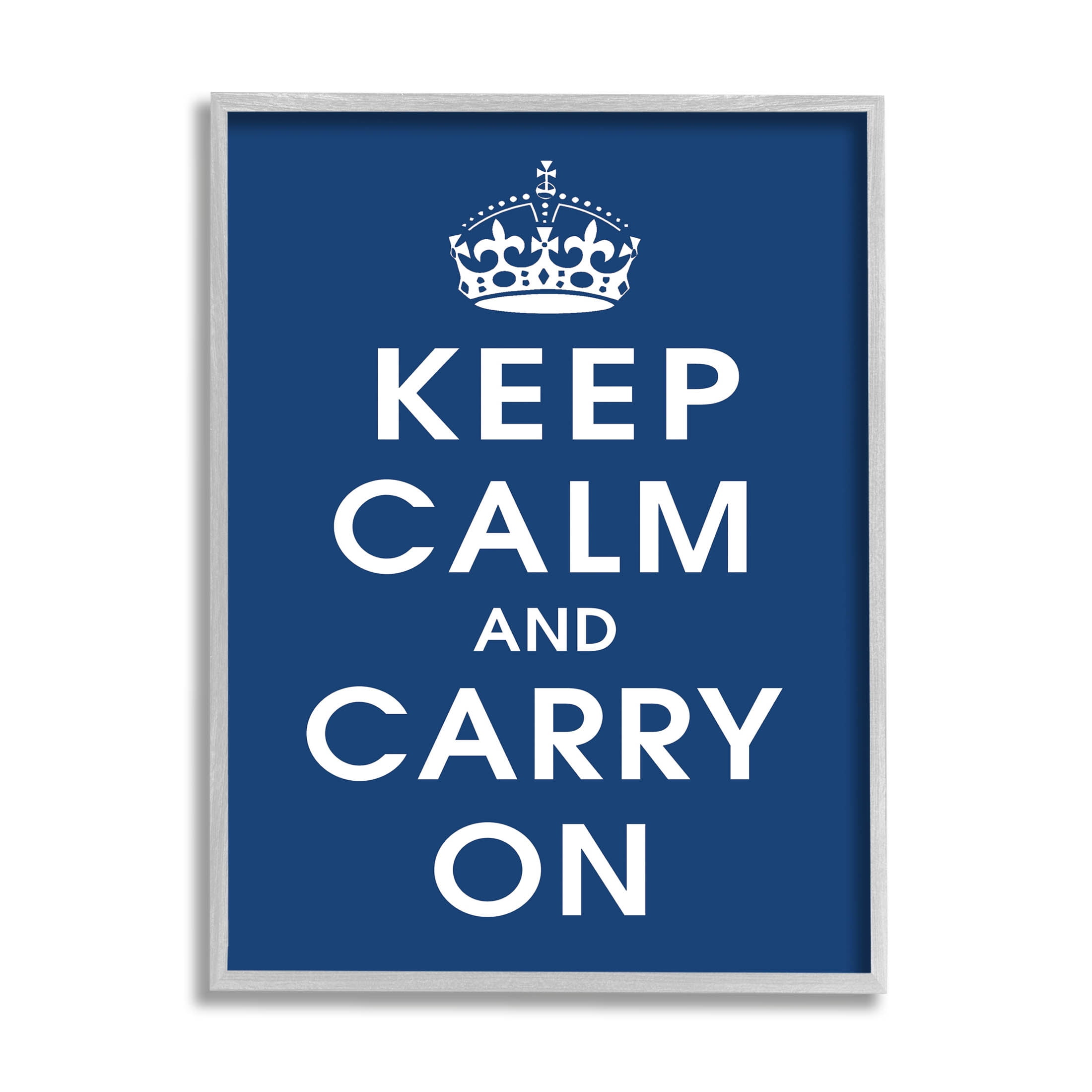 Keep Calm And Carry On Crown Inspirational Graphic Art Gray Framed Art Print Wall Art