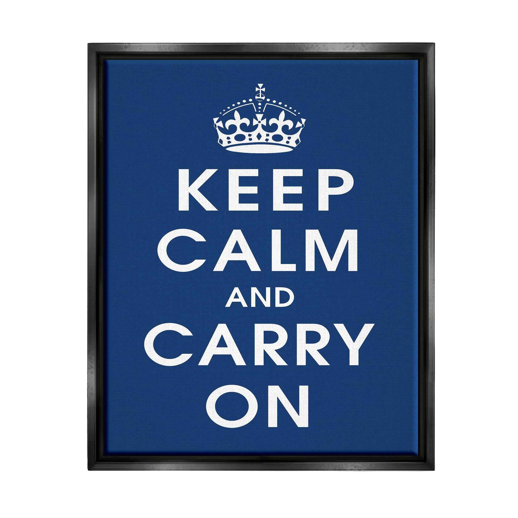 Keep Calm And Carry On Crown Inspirational Graphic Art Jet Black Framed Art Print Wall Art