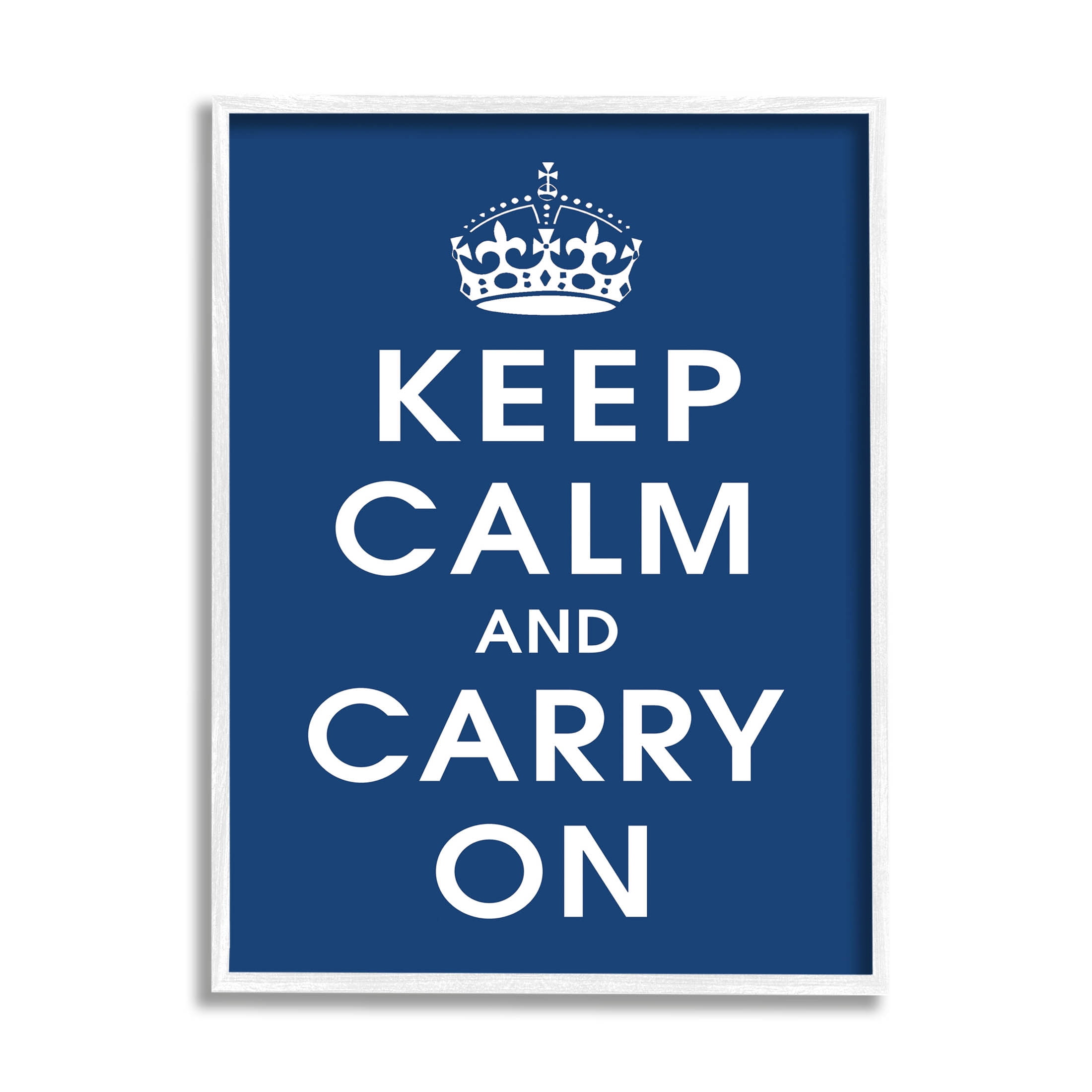 Keep Calm And Carry On Crown Inspirational Graphic Art White Framed Art Print Wall Art