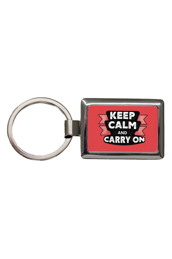 Keep Calm And Carry On Funny Metal Rectangle Keychain