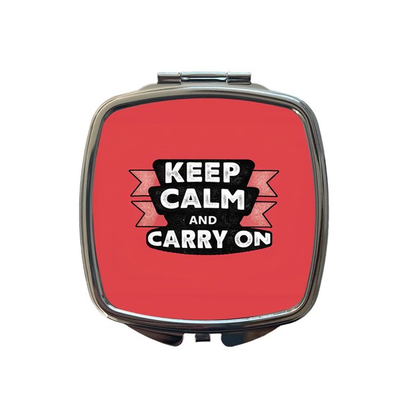 Keep Calm And Carry On Funny Travel Makeup Handbag Purse Small Pocket Compact Mirror