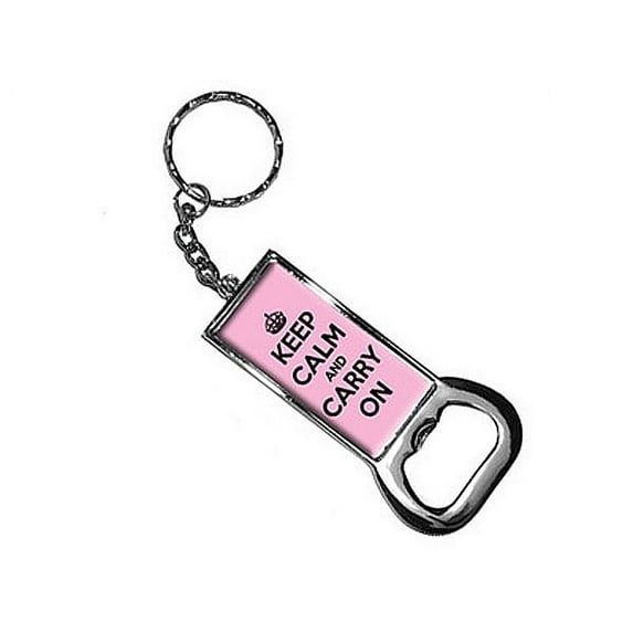 Keep Calm And Carry On Pink Bottle Opener Keychain