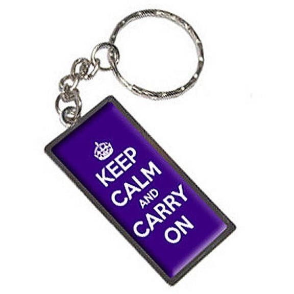 Keep Calm And Carry On Purple Keychain Key Chain Ring