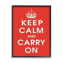 Keep Calm And Carry On Red Phrase Inspirational Graphic Art Black Framed Art Print Wall Art