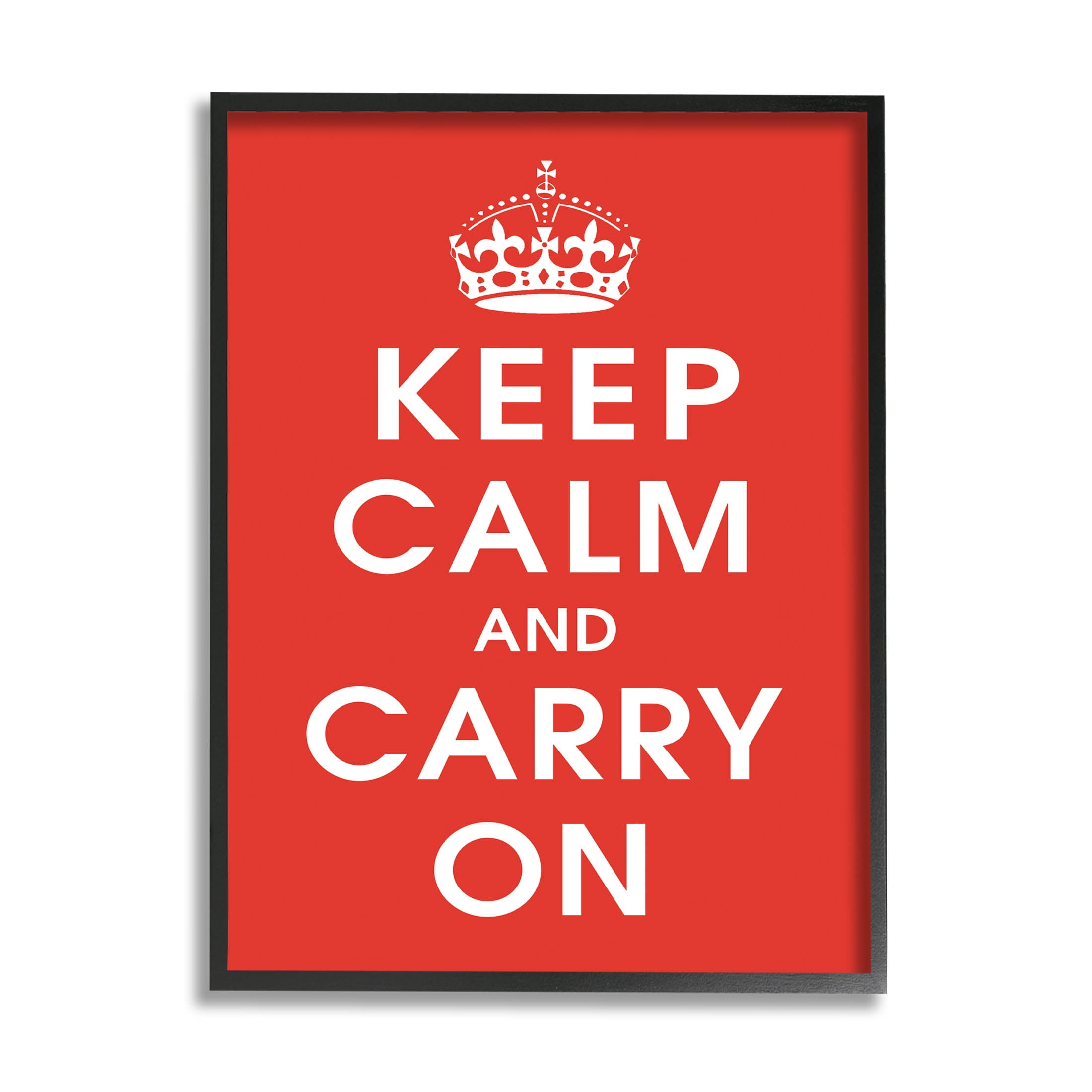 Keep Calm And Carry On Red Phrase Inspirational Graphic Art Black Framed Art Print Wall Art