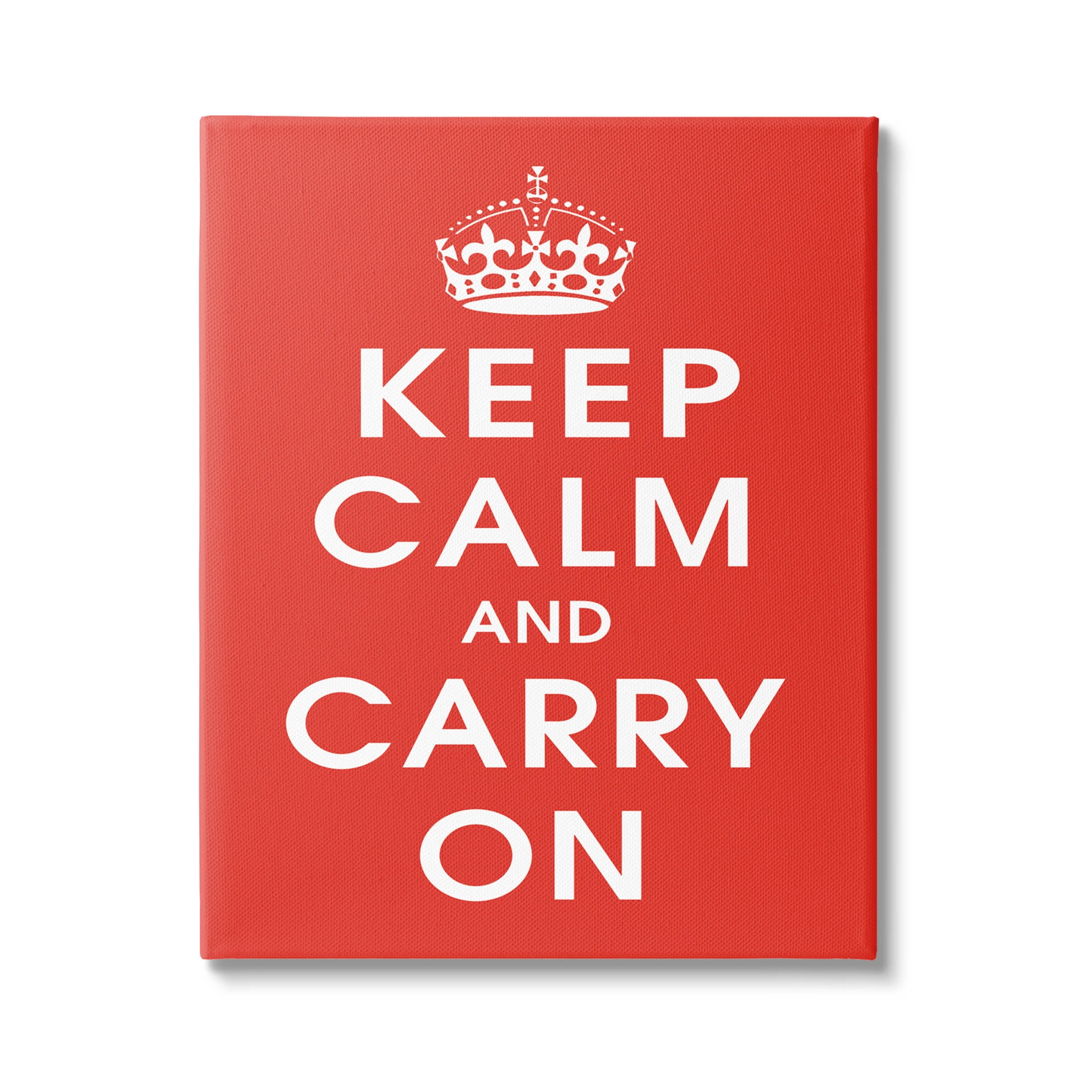 Keep Calm And Carry On Red Phrase Inspirational Graphic Art Gallery Wrapped Canvas Print Wall Art