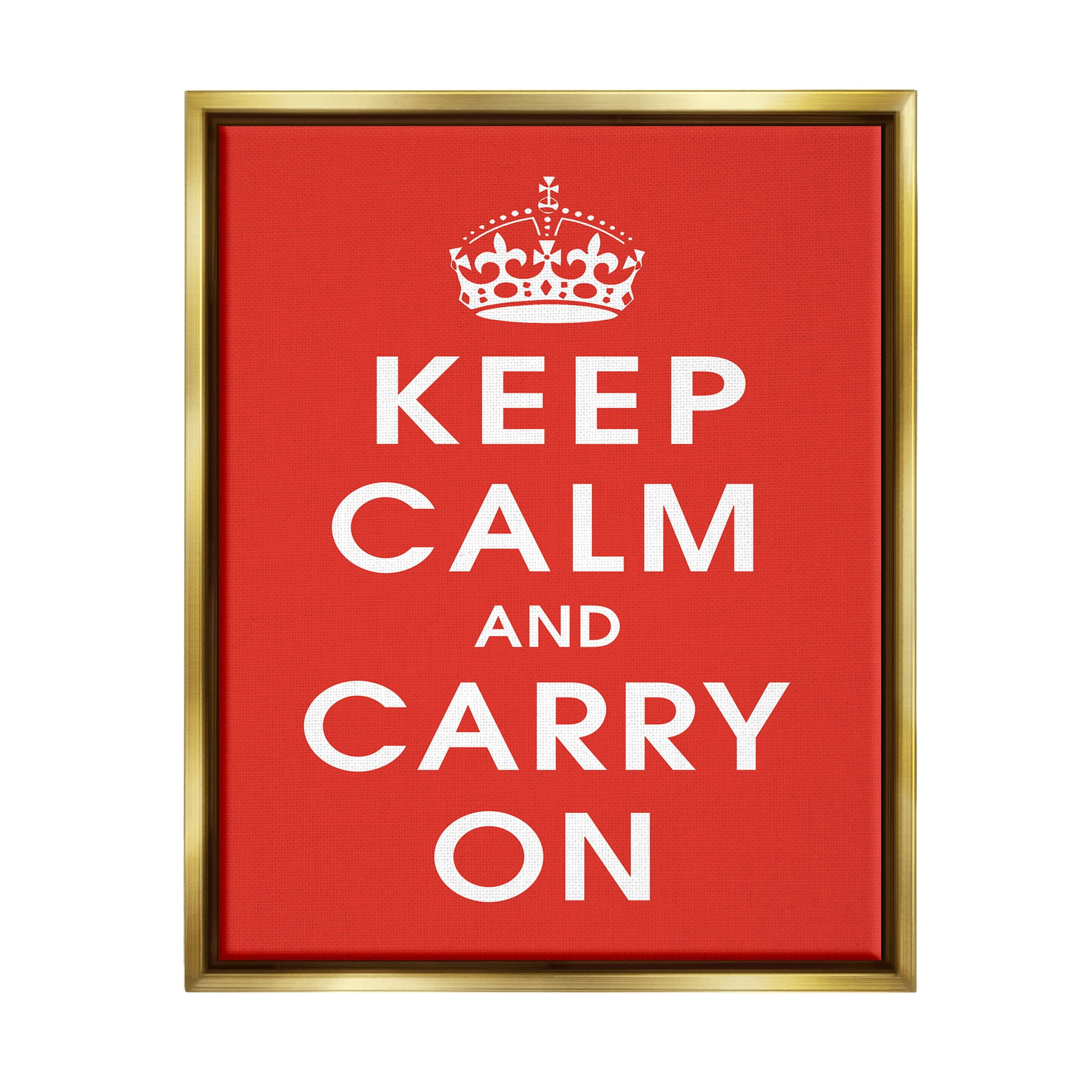 Keep Calm And Carry On Red Phrase Inspirational Graphic Art Metallic Gold Framed Art Print Wall Art