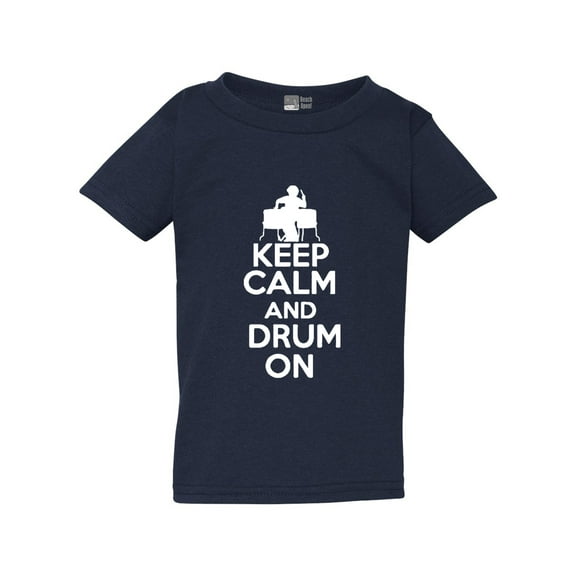 Keep Calm And Drum On Drummer Musician Funny Toddler Kids T-Shirt Tee