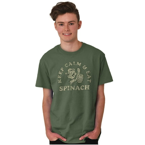 Keep Calm And Eat Spinach Popeye Men's Graphic T Shirt Tees Brisco Brands M
