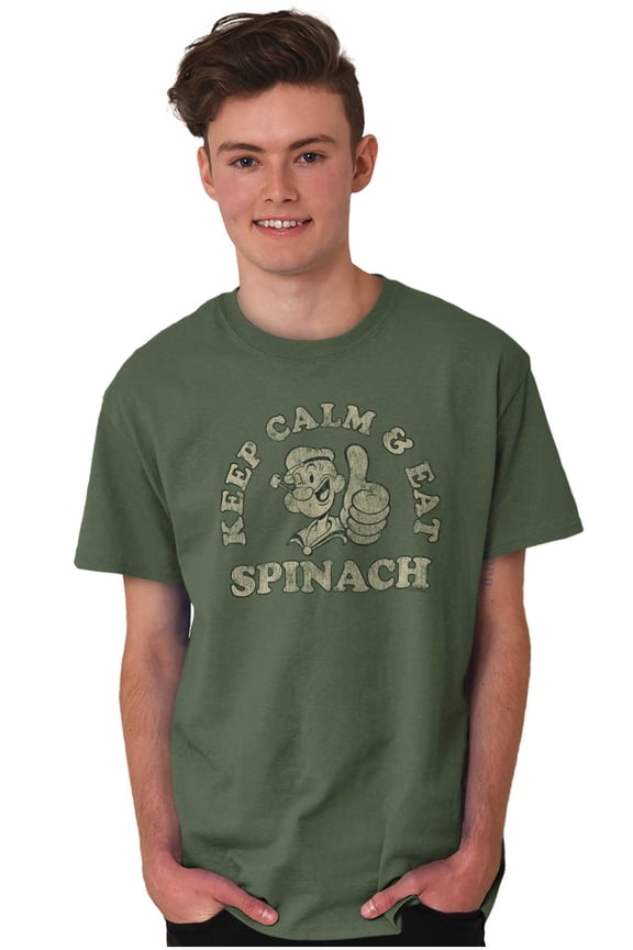 Keep Calm And Eat Spinach Popeye Men's Graphic T Shirt Tees Brisco Brands S