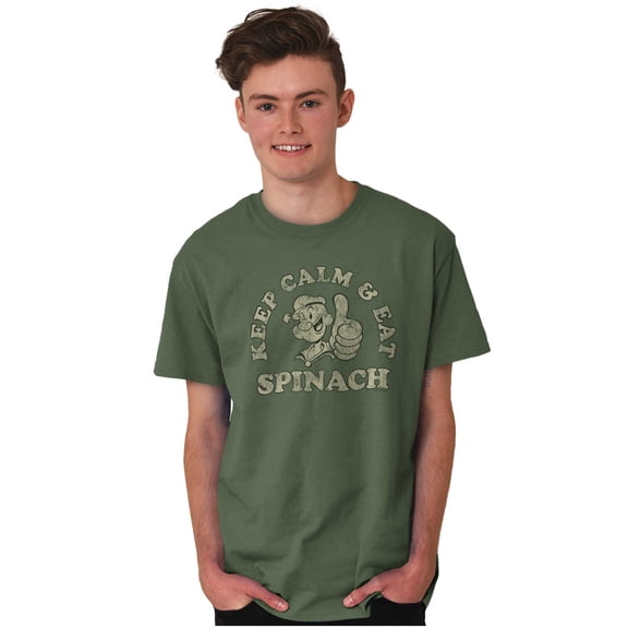Keep Calm And Eat Spinach Popeye Unisex Plus Size Graphic Tee Brisco Brands 3X