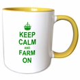 thumbnail image 1 of 3drose, Keep Calm and Farm on - Carry on Farming - Gift for Farmers - Green Fun Funny Humor Humorous, 11oz Two-tone Yellow Mug, 1 of 6