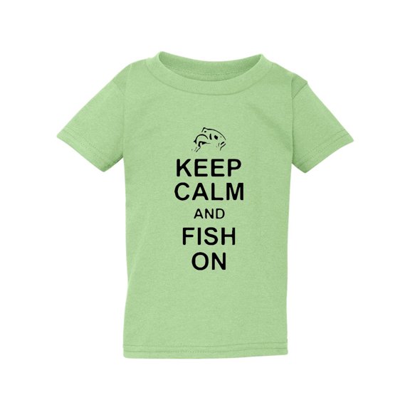 Keep Calm And Fish On Catch Bait Going Fishing Funny Toddler Kids T-Shirt Tee
