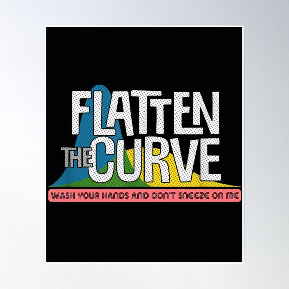 Keep Calm And Flatten The Curve Poster Wall Art, Modern Wall Decor, 12x18 UNFRAMED