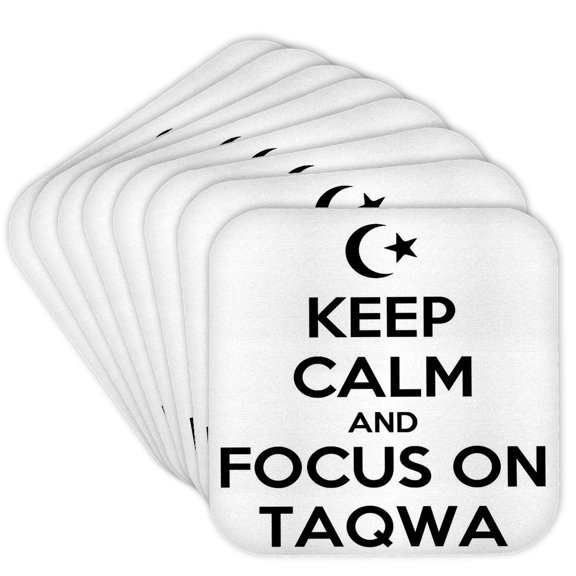 3drose, Keep Calm and Focus on Taqwa Is a Parody with an Islamic Theme, Set of 8 Coasters - Soft