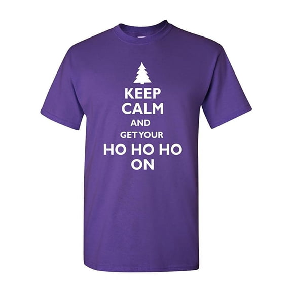 Keep Calm And Get Your Ho Ho Ho On Adult T-Shirts Tee (X Large, Purple)