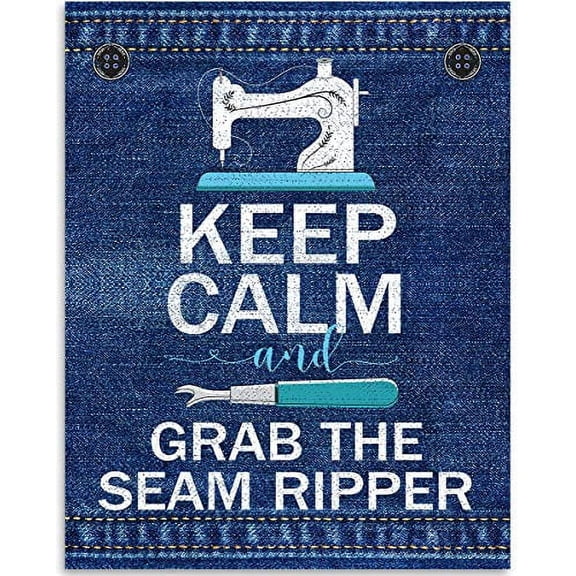 Keep Calm And Grab The Seam Ripper - 11x14 Unframed Art Print - Great Apparel/Accessories Manufacturer Office Decor/Sewing Factory Decor (Printed on Paper, Not Denim)