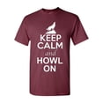 thumbnail image 1 of Keep Calm And Howl On Wolves Animal Lover Adult T-Shirt Tee, 1 of 2