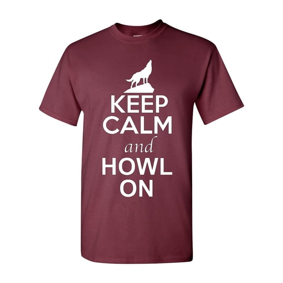Keep Calm And Howl On Wolves Animal Lover Adult T-Shirt Tee