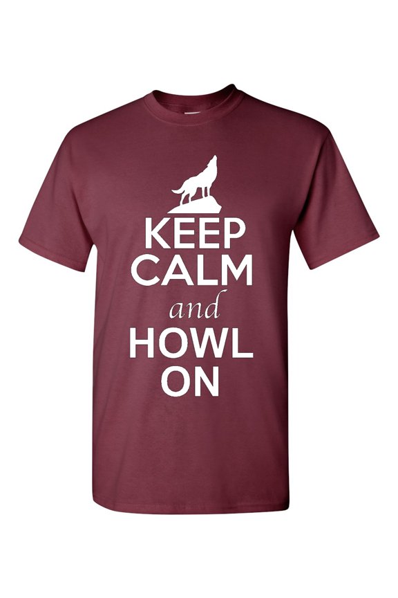 Keep Calm And Howl On Wolves Animal Lover Adult T-Shirt Tee
