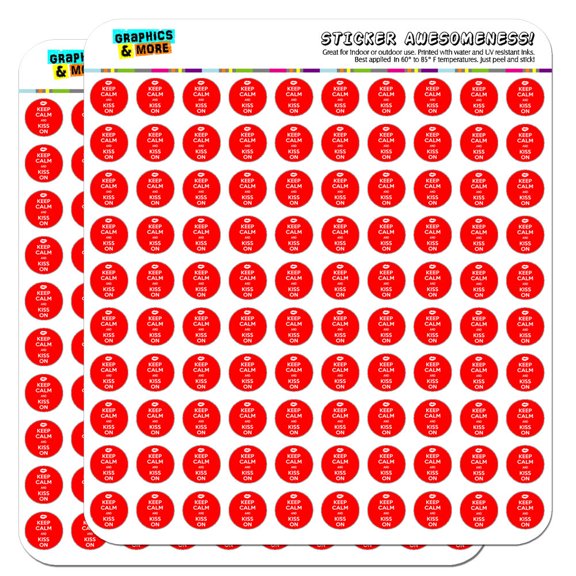 Keep Calm And Kiss On Lips Love 1/2" (0.5") Scrapbooking Crafting Stickers