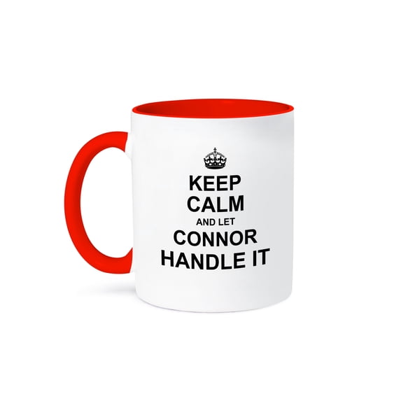 3dRose, Keep Calm and Let Connor Handle it - funny personal name, 15oz Two-Tone Red Mug