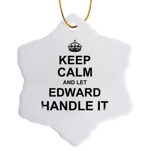 3drose, Keep Calm and Let Edward Handle It - Funny Personal Name, 3 inch Snowflake Porcelain Ornament