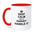 thumbnail image 1 of 3dRose, Keep Calm and Let Harvey Handle it - funny personal name, 15oz Two-Tone Red Mug, 1 of 7