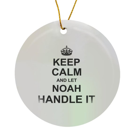 3drose, Keep Calm and Let Noah Handle It - Funny Personal Name, Circle Porcelain Ornament