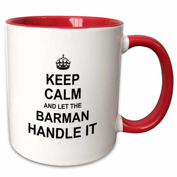 3drose, Keep Calm and Let the Barman Handle It. Fun Funny Career Job Pride, 11oz Two-tone Red Mug