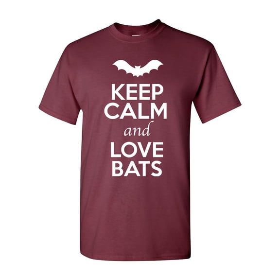 Keep Calm And Love Bats Wild Animal Lover Adult T-Shirt Tee