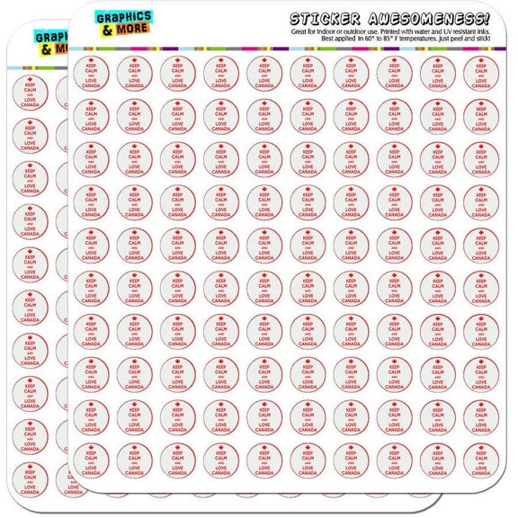 Keep Calm And Love Canada Maple Leaf 200 1/2" (0.5") Planner Calendar Scrapbooking Crafting Stickers