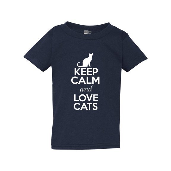 Keep Calm And Love Cats Lover Pet Kitten Animals Toddler Kids T-Shirt Tee