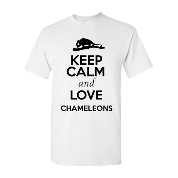 Keep Calm And Love Chameleons Lizard Animal Lover Adult T-Shirt Tee