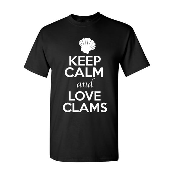 Keep Calm And Love Clams Shell Animal Lover Adult T-Shirt Tee